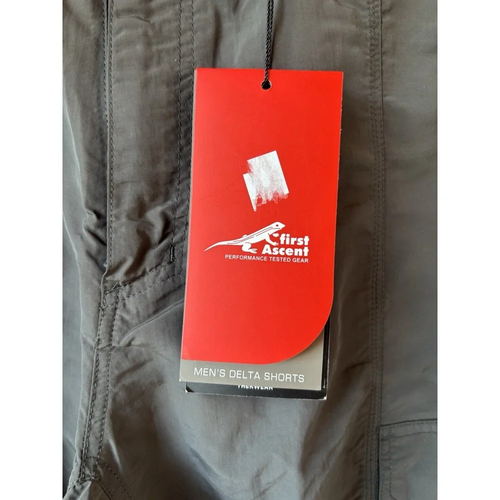 First Ascent Trekwear Men's LG Delta Cargo‎ Shorts Gray Belted Active NWT Nylon